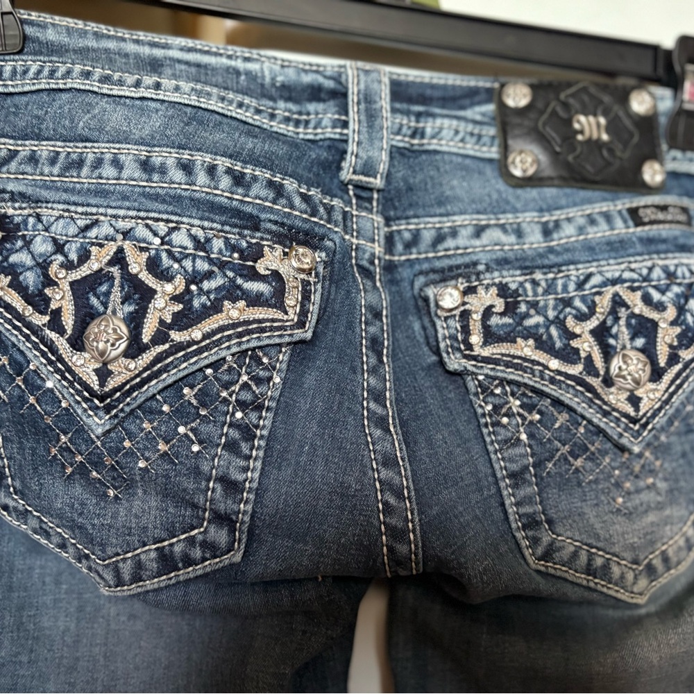 Vintage Miss Me Blue Jeans with Silver Embellishments- vFiery and so rare!
